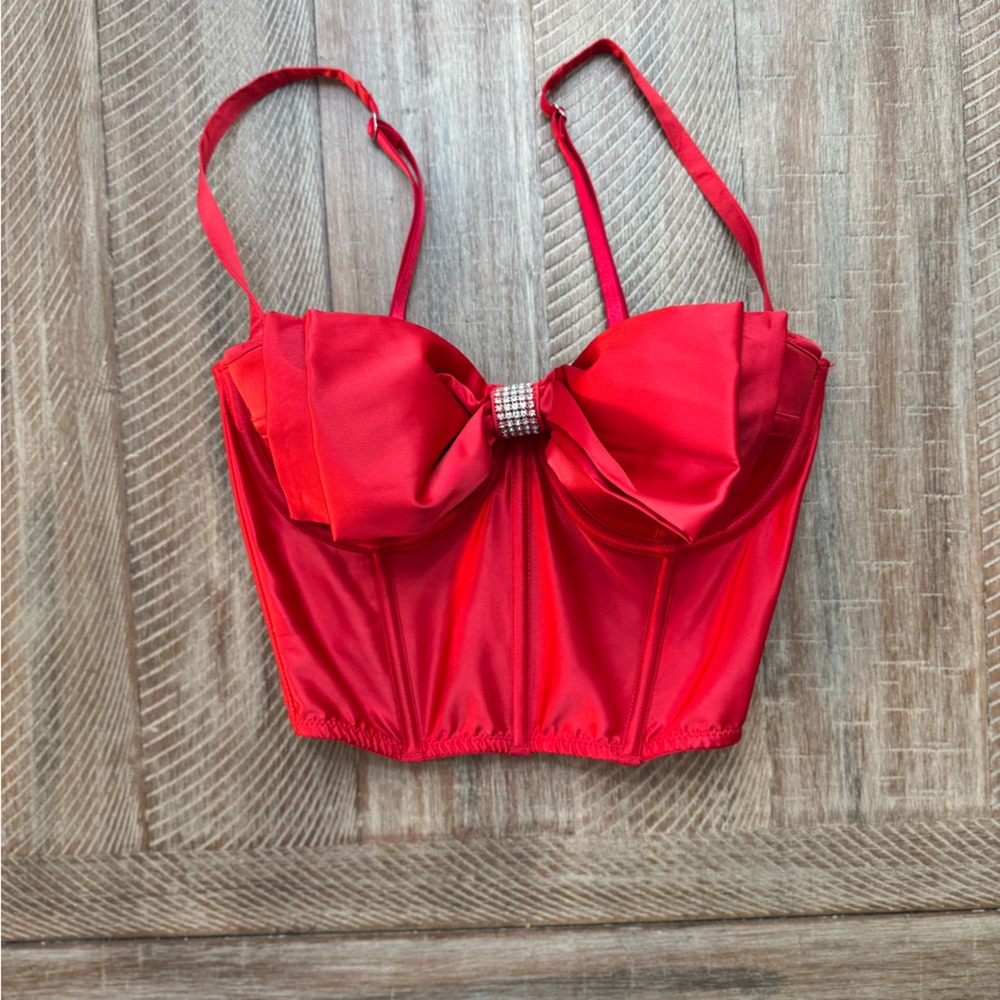 Victoria’s Secret Red Bow Detail Bustier Top